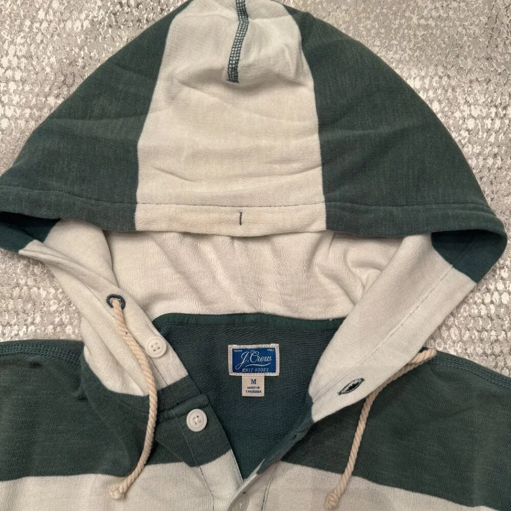 J. Crew Striped Cotton Knit Hoodie Medium